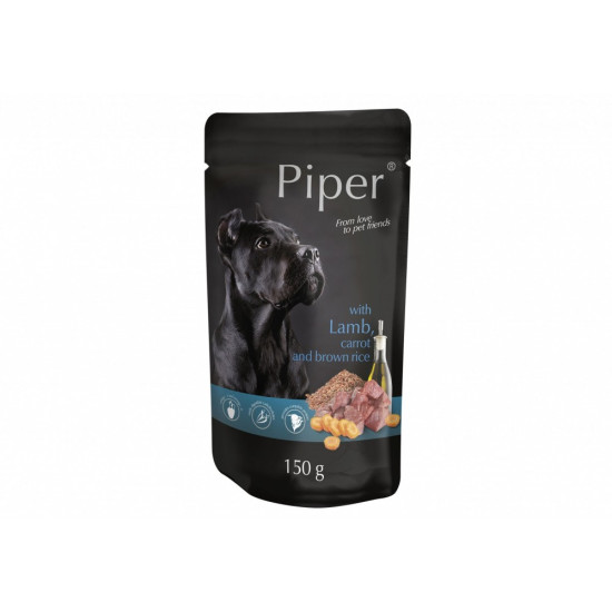 Piper – Hrană Umedă pentru Câini Adulți cu Miel, Morcovi și Orez Brun – 150 g
